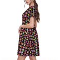 thumbnail image 2 of Naloa Colourfull Owl Print Womens Summer A-Line Dress with Pockets,Short Sleeve Dresses,Flowy Beach Swing Dress for Vacation Travel, 2 of 6