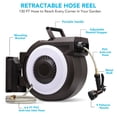 thumbnail image 3 of Garden Hose Reel Retractable, Wall-Mounted Hose Reel, 9 Pattern Nozzle, Any Length Lock, Automatic Rewind, Slow Return System, 180° Swivel Bracket, 3 of 5