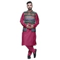 thumbnail image 1 of Atasi Kurta Long Indien pour Homme Kurta Pyjama Uni avec Ensemble de Veste Nehru Imprimée, 1 of 1