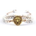 thumbnail image 1 of Pulsera de piedra howlita blanca natural para mujer, yoga bohemia, árbol de la vida infinito, joyería trenzada hecha a mano para hombres, 1 of 5