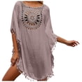 thumbnail image 3 of Women's Swimsuit Coverup Crochet Chiffon Tassel Cover Ups Dress Summer Swimwear Beach Lace Pullover Bathing Suit Khaki, One Size, 3 of 6
