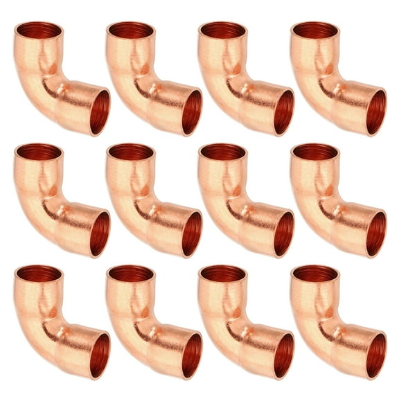 Uxcell 3/8" ID 0.8mm Thick Elbow Copper Fitting 12pcs Short Radius Sweat Solder Pure Copper Tube Connector
