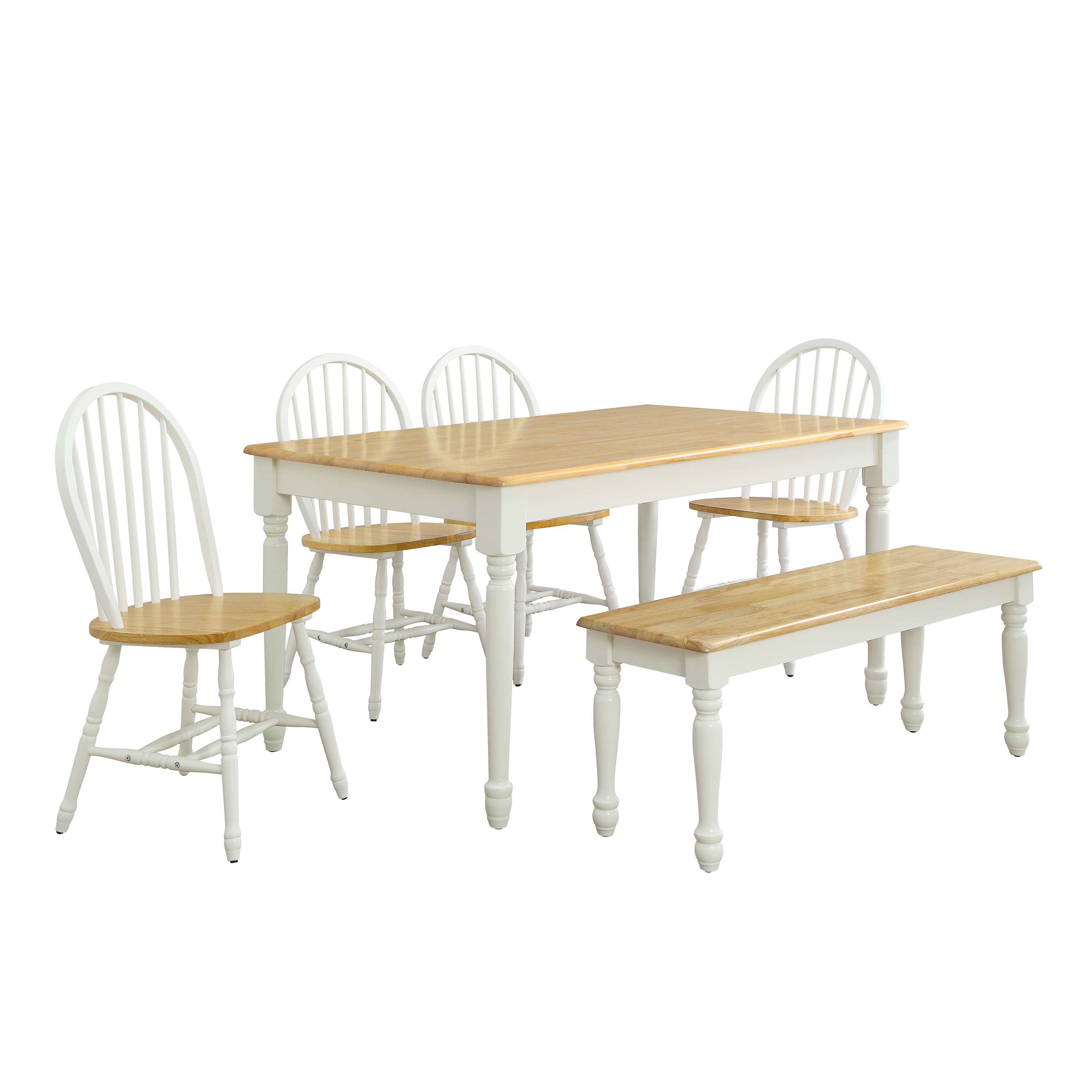Better Homes and Gardens Autumn Lane Farmhouse Dining Table, White and Natural (Table only) - image 4 of 9