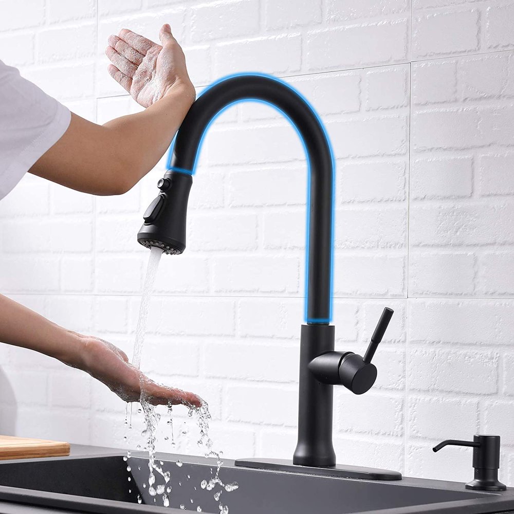 Fapully Black Kitchen Faucet with Sprayer,Touch Pull Down ...