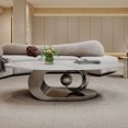 thumbnail image 5 of Marble Coffee Table with Sculptural Base, Stainless Steel, Artistic Design, 5 of 8