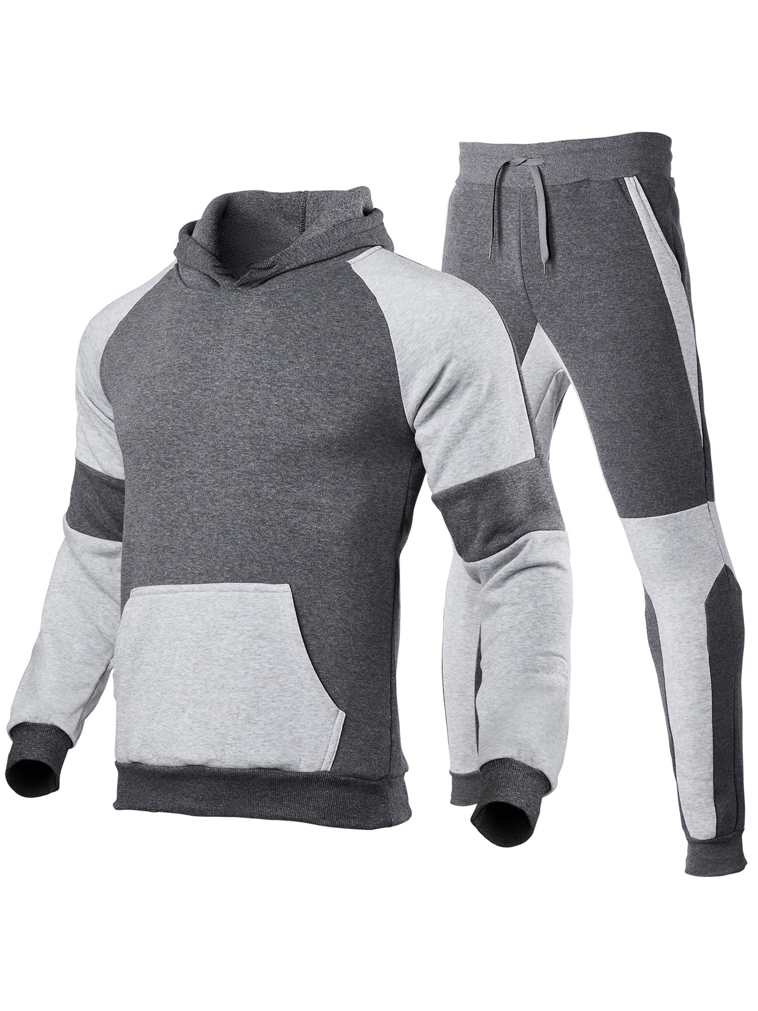 Men Tracksuit Set Full-Zip Sweatshirt Jogger Sweatpants Warm Sports Suit Gym Training Wear