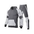thumbnail image 3 of goowrom Men Color Block Long Sleeve Front Pocket Hoodie Drawstring Trousers, 3 of 4