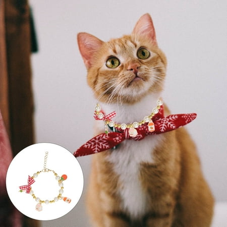 HIAKDOFT 1Pack Pet Necklace for Cats and Dogs with Resin and Cloth Material Pearl Design Fashion Jewelry