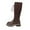 Brown, variant on Dasayo Black Women Boots Mid-Calf Motorcycle Western Faux Leather Cowboy Low Heel Lace up Boots Shoes for Women 36