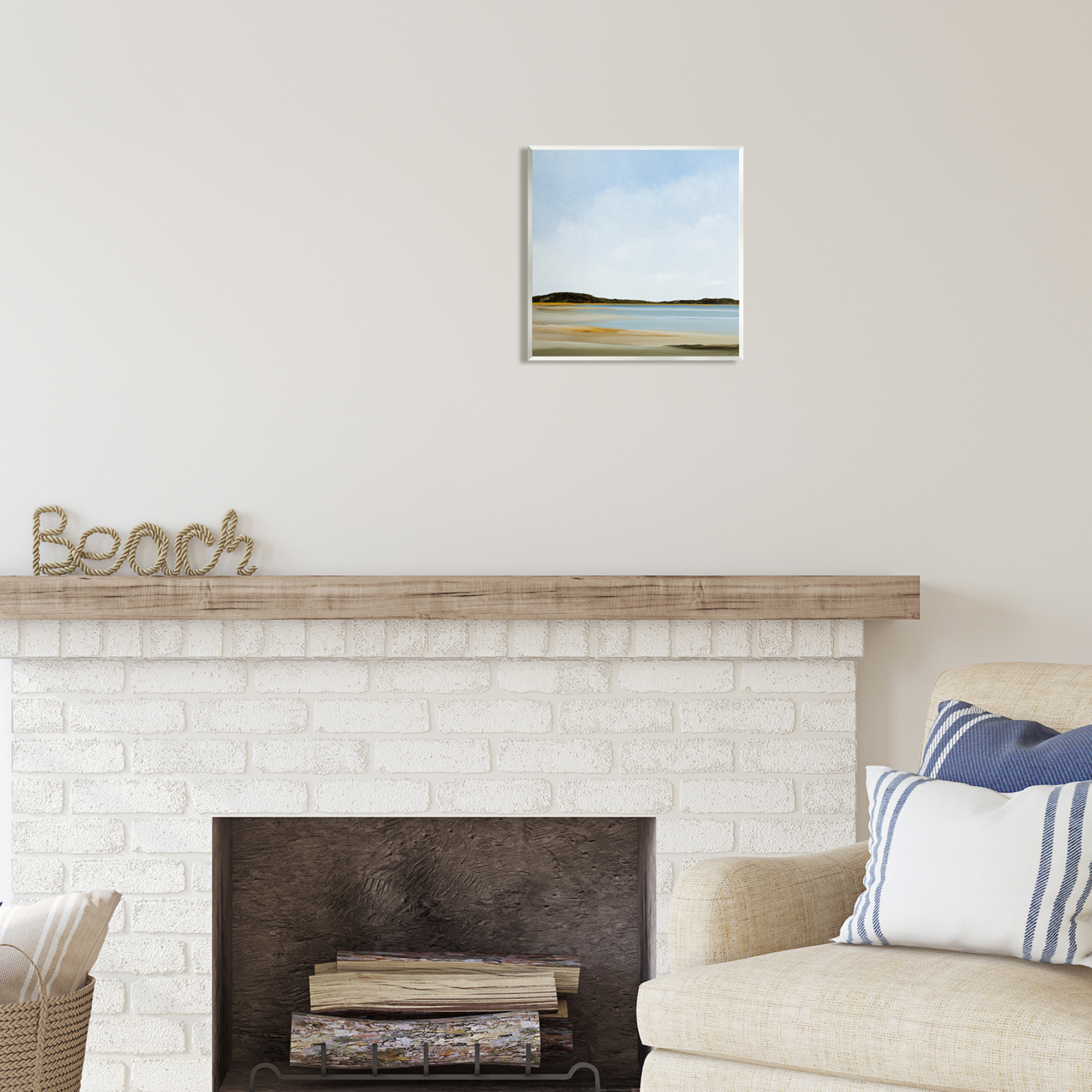 Stupell Industries Simple Beach Landscape Landscape Painting Unframed Art Print Wall Art, 12 x 12