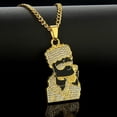 thumbnail image 1 of Collar de estilo hip hop con gafas de sol para hombre, colgante de rap punk Simpson con gotas de aceite y diamantes, 1 of 4