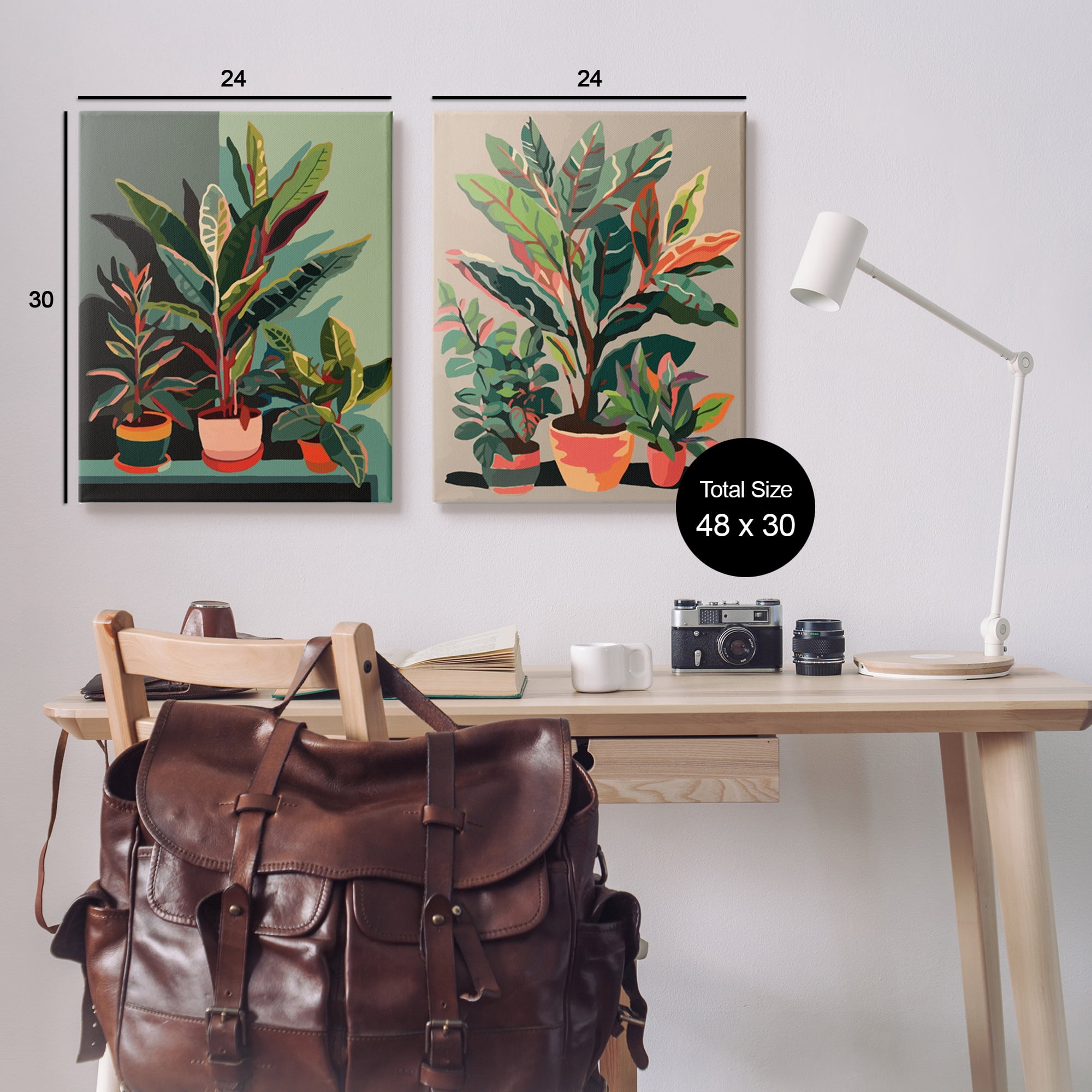 Stupell Industries Various House Plants Botanical & Floral Painting Gallery Wrapped Canvas Art Print Wall Art, 24 x 30, Set of 2