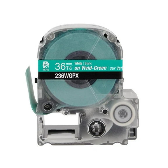 Epson LABELWORKS 236WGPX Tape Cartridge - 1-1/2" (36mm) x 30 ft White on Vivid-Green