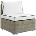 thumbnail image 4 of Modern Contemporary Urban Outdoor Patio Balcony Garden Furniture Lounge Sectional Sofa and Table Set, Sunbrella Rattan Wicker, White Light Gray, 4 of 5