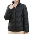 thumbnail image 3 of HongQid Women's Puffer Jacket Lightweight Quilted Padded Zip-up Stand-collar Winter Coat, 3 of 3