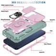 thumbnail image 2 of Design for Samsung Galaxy S23 Phone Case with Camera Lens Sliding Cover Ring Holder Kickstand - Shockproof Heavy Duty Rugged Military Grade Bumper Protective Case for Women Men, Pink+Green, 2 of 11
