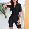 thumbnail image 3 of Hicidod Women's One Piece Short Sleeve Swimsuit Rash Guard Bathing Suit Slim Fit Beach Boyleg Bottom Upf 50+ Surfing Swimwear, 3 of 7