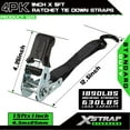 thumbnail image 6 of XSTRAP STANDARD Ratchet Tie Down Straps - 4 Pack - 1" x 15 Ft - 630 Lbs Load Capacity, 1890 Lbs Break Strength - Heavy Duty Cargo Straps for Moving, Appliances, Lawn Equipment, Motorcycles (Black), 6 of 10