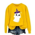 thumbnail image 4 of NMMUED Chandails d'Halloween pour Femmes, Chandails Mignons, Col Rond d'Halloween, Chandails Graphiques, Chandail à Manches Longues d'Halloween, Hauts d'Entraînement à Manches Longues pour Femmes, Jaune G, 4 of 4