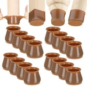 Aneaseit Chair Leg Floor Protectors - 1 1/2" x 16 pcs Brown - Felt Bottom Silicone Pads for Hardwood Floors & Furniture Feet - Rubber Caps for Chairs - Medium