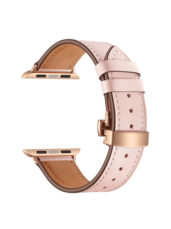 For Apple Watch Band Genuine Leather Strap Apple Watch 7 6 5 4 3 2 1 SE 45mm 41mm Butterfly Clasp Strap for iWatch 44mm 40mm 42mm 38mm