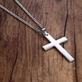 thumbnail image 2 of Colgante Cruz, Colgante Cruz De Acero Inoxidable Con Cadena De 55 Cm Para Hombre, Mujer, Plata, 2 of 4