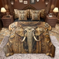 Feelyou Hippie Elephant Child Bedding Comforter Set 7 Pieces, Tribal Western Animal Full Bedding Set, Egypt Bohemian Style Reversible Fitted Sheet Flat Sheet, Luxury Bedroom Decor