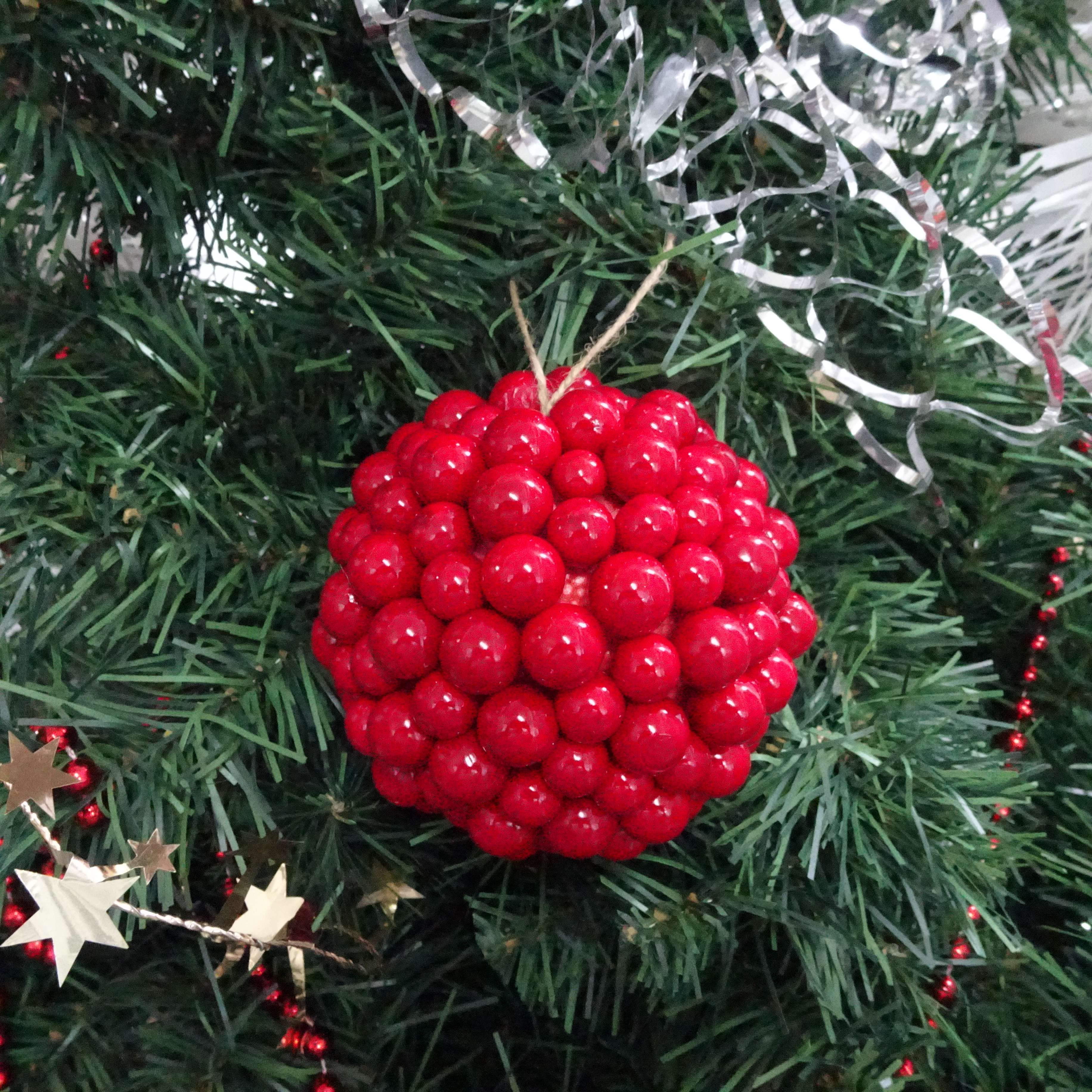 4-Count Red Berry Ball Christmas Ornaments, 3.5", by Holiday Time
