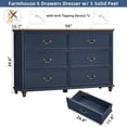 thumbnail image 2 of Joaxswe Modern Farmhouse 54" Wide 6 Drawer Dresser, Rustic Large Closet Storage Dressers Organizer for Hallway, Deep Blue, 2 of 9