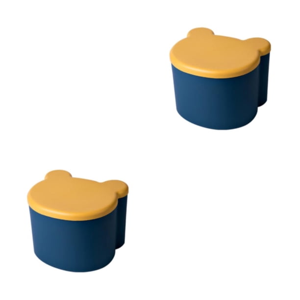 Wosthever Taburete de almacenamiento plegable de plástico para niños, taburete de almacenamiento conveniente y que ahorra espacio, mantiene los amarillo y azul 2piezas