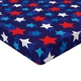 thumbnail image 2 of Ambesonne Patriotic Fitted Sheet, American Flag Stars, Twin Size, Dark Blue White, 2 of 3