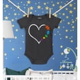 thumbnail image 3 of Shop4Ever Autism Love Heart Puzzle Pieces Baby's Bodysuit Infant Cotton Romper 6 Months Black, 3 of 5