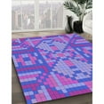 thumbnail image 3 of Ahgly Company Machine Washable Indoor Round Transitional Light Slate Blue Area Rugs, 5' Round, 3 of 7