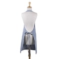 thumbnail image 4 of CC Home Furnishings 32" Blue Chambray Chef Kitchen Apron with Pocket and Extra Long Ties, 4 of 6