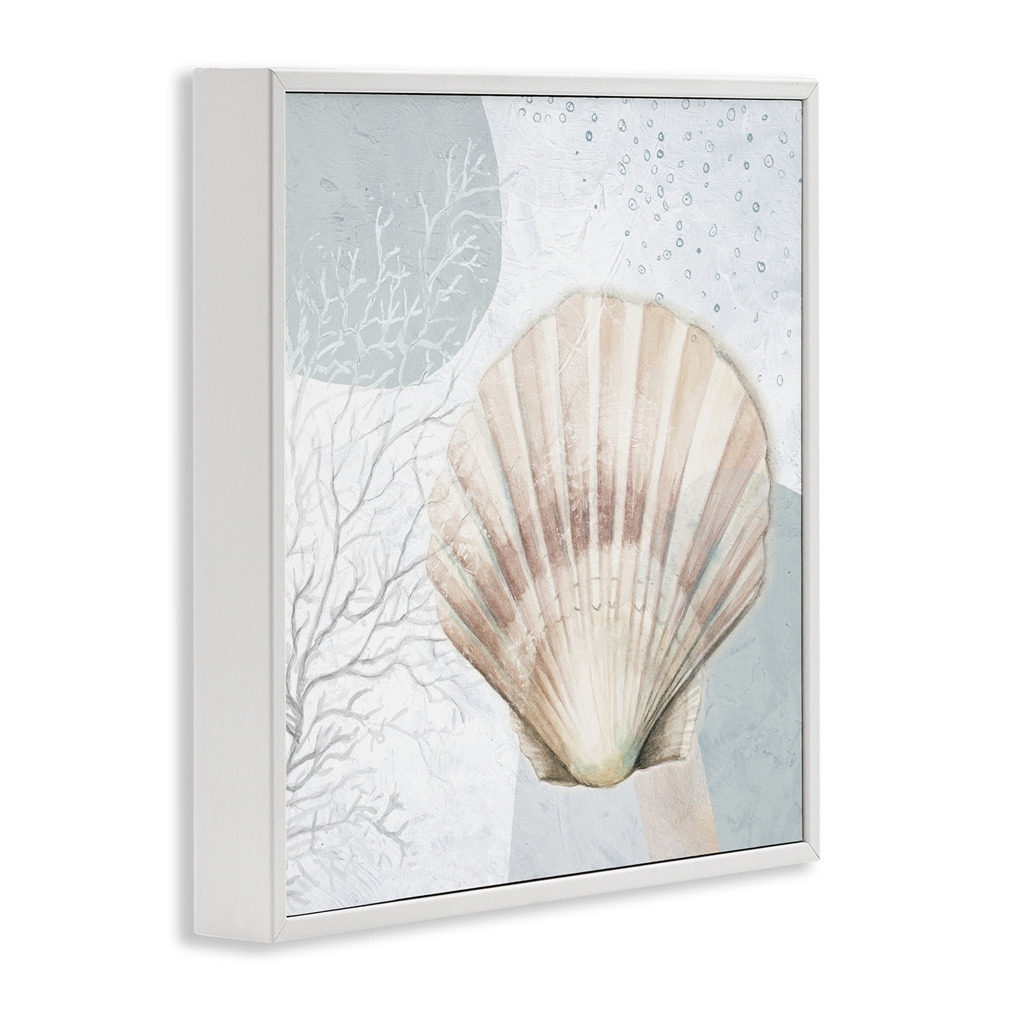 Stupell Industries Seashell Circle Pattern Coastal Painting White Framed Art Print Wall Art, 24 x 24