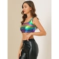 thumbnail image 4 of DARING DIVA Women's U Neck Sleeveless Clubwear Metallic Crop Top XS Dark Purple, 4 of 6
