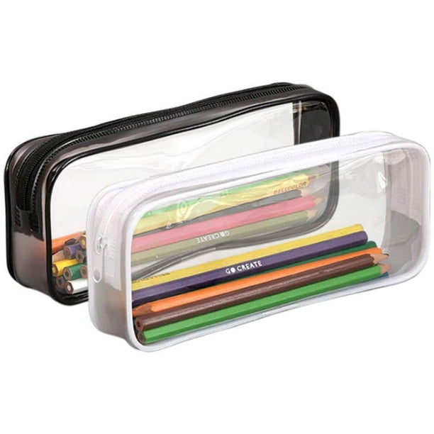 Amerteer 2 Pieces Clear PVC Pencil Case Makeup Cosmetic Pouch Big ...