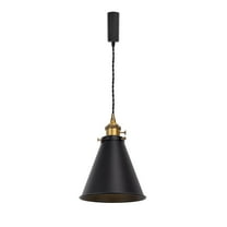 KAYYELAMP 1 Pcs H-Type Track Lamp Adjusted Cord Black Cone Metal Shade Brass Finish Switch Base Retro Design Pendant Light for Kitchen Farmhouse Living Space Loft(No Bulb, Track)
