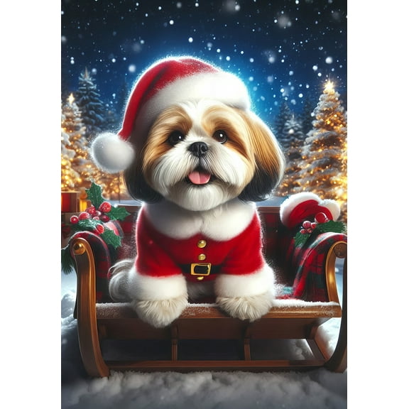 Shih Tzu Brown - Best of Breed DCR Christmas Garden Flag 12" x 17"