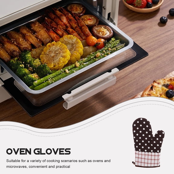FUTUREORYY Cotton Cloth Oven Mitts Coffee Heat-Resistant Non-Slip for Kitchen 2Pcs