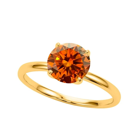 Women's 1.20 Ctw Orange Round Moissanite Solitaire Ring in 10K White, Rose, and Yellow Gold