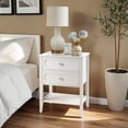 thumbnail image 2 of Tcbosik 22" Modern Side Table, Nightstand with Open Shelf and 2 Storage Drawers, End Table for Bedroom, Living Room, White, 2 of 7