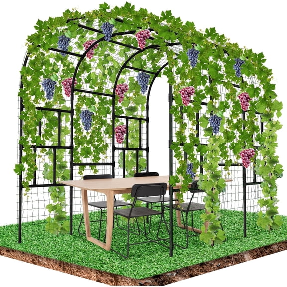 Garden Arch Trellis for Climbing Plants, 87'' H Large Garden Trellis Outdoor Metal Plant Support Trellis Archway Arbor Tunnel Trellis for Vegetables Plant Cucumber Trellis Decoration, Black