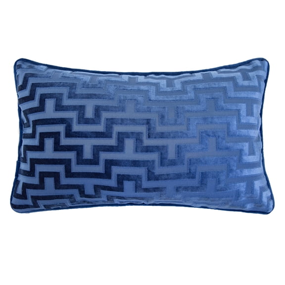 Kean Indigo Geometric Polyester 12 in. x 20 in. Throw Pillow