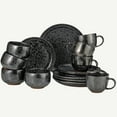thumbnail image 3 of over&back Dinnerware Set - Stoneware Dish Set with Dinner Plates, Salad Plates, Soup Bowls, Mugs - 16-Piece All-Occasion Place Settings - Texture | Black, 3 of 5