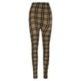 thumbnail image 4 of VgaVtl Womens Leggings High Waist Brown Plus Womens Pants Stretch Elastic Waist Tight Slim-Leg Sports Plaid Pants, 4 of 5