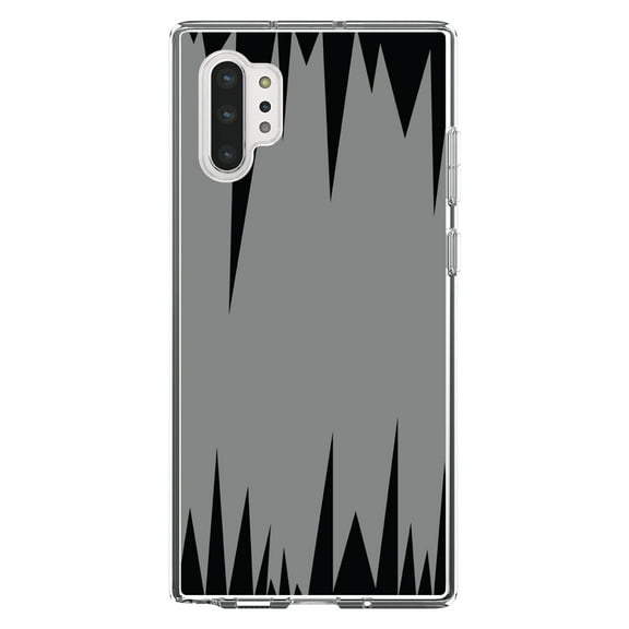 DistinctInk Clear Shockproof Hybrid Case for Galaxy Note 10 PLUS (6.8" Screen) - TPU Bumper, Acrylic Back, Tempered Glass Screen Protector - Grey Black Spikes