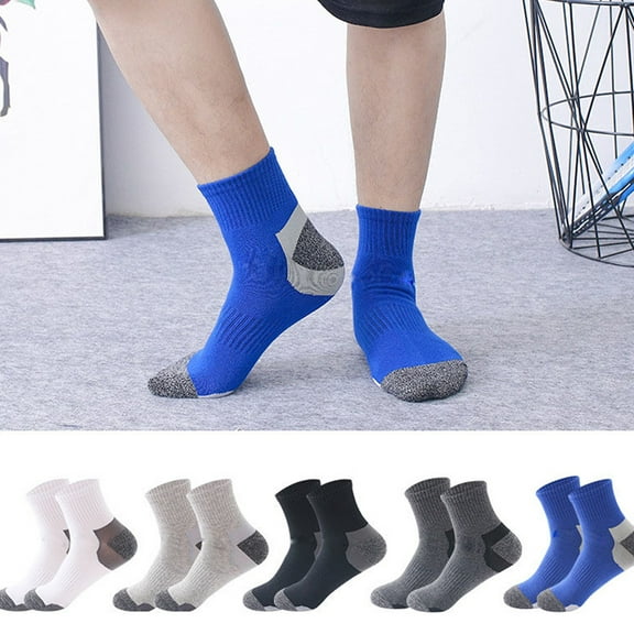 Pretyzoom 5Pairs Assorted Mid Tube Sports Socks for Cycling and Walking