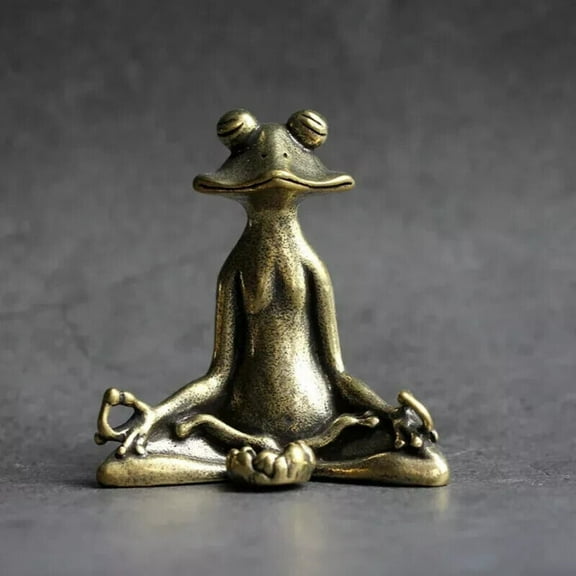 Antique Brass Zen Frog Statue Meditation Decor Handcrafted Animal Sculpture