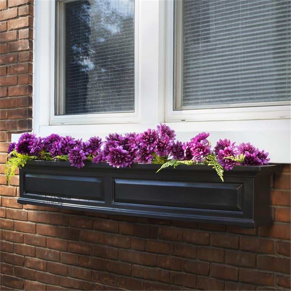 Pemberley Row Plastic Black Window Box Rectangular Weatherproof 60" Assembled